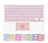 SOPPY Clavier Bluetooth rétroéclairé avec pavé tactile pour iPad, Android | Touches rétroéclairées à 7 couleurs, commutation rapide à 3 appareils, batterie rechargeable 30H, design portable fin