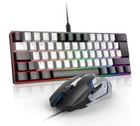 SOPPY Ensemble clavier et souris de jeu, clavier mécanique 60 % britannique, rétroéclairé à LED, USB ergonomique RVB pour PC/ordinateur portable/Windows/PS4/Xbox/Mac (noir et blanc)