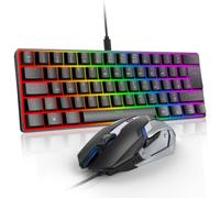 SOPPY Ensemble clavier et souris de jeu, clavier mécanique 60 % britannique, rétroéclairé à LED, USB ergonomique RVB pour PC/ordinateur portable/Windows/PS4/Xbox/Mac (Noir)
