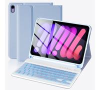 SOPPY Étui clavier amovible pour iPad mini 7 A17 Pro 2024/iPad Mini 6 génération avec clavier 2021 8,3", 7 couleurs rétroéclairé et amovible, disposition américaine, violet