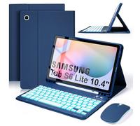 SOPPY Étui clavier rétroéclairé avec souris pour Samsung Tab S6 Lite 10,4" 2024/2022/2020, rétroéclairage 7 couleurs, porte-stylo S intégré, coque fine avec clavier amovible pour Tab S6 Lite, bleu