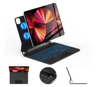 SOPPY Étui magnétique avec clavier pour iPad Pro 11" 4e/3ème/2e/1ère (2018-2022), iPad Air 5ème, Air 4ème 11", étui magnétique flottant avec pavé tactile, rétroéclairage 7 couleurs, affichage de la