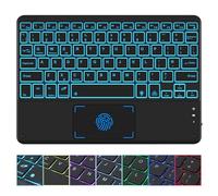 SOPPY Mini clavier Bluetooth rétroéclairé avec pavé tactile, 7 couleurs, batterie 30H, disposition britannique, ultra fin, portable, compatible avec iPad/Android/Windows/ordinateurs portables (Noir)