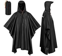 SOPPY Poncho de pluie imperméable léger réutilisable avec pochette de transport, 3 en 1 multifonction pour cyclisme, randonnée, camping, activités de plein air, Noir , XL/XXL