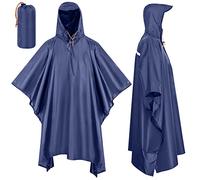 SOPPY Poncho de pluie imperméable léger réutilisable avec pochette de transport, housse de pluie multifonction 3 en 1 pour cyclisme, randonnée, camping, activités de plein air, bleu marine, XL/XXL