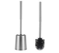 SOPRANNOMIN SUS304 Brosse WC en Acier Inoxydable et Support en Silicone TPE Tête de Toilette pour Cuvette Salle de Bain Nettoyage Caddy Argent Brossé