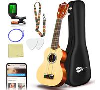 Soprano Ukulele, 21 pouces Ukulélé Hawaïen Kit pour Adulte avec Yukulele Housse, supplémentaire Cordes, Accordeur, Sangle, Recueil de Chansons