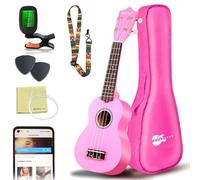 Soprano Ukulele, 21 pouces Ukulélé Hawaïen Kit pour Adulte avec Yukulele Housse, supplémentaire Cordes, Accordeur, Sangle, Recueil de Chansons