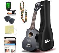 Soprano Ukulele, 21 pouces Ukulélé Hawaïen Kit pour Adulte avec Yukulele Housse, supplémentaire Cordes, Accordeur, Sangle, Recueil de Chansons