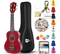 Soprano Ukulélé pour débutant pour enfants, adultes, étudiants avec leçons en ligne gratuits de 53 cm, sac à bandoulière, autocollants Songbook Pick Polishing Cloth Rainbow Series Ukulélés