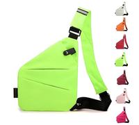 Sopxpvp Sac antivol, sac à bandoulière antivol pour femme, sacs flexibles personnels, sacs à bandoulière décontractés imperméables pour un usage quotidien, Vert fluor droit, one size