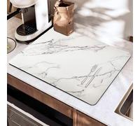 SOQKEEN Grand Tapis Egouttoir Vaisselle 40x60cm, Super Absorbant, Pliable et Antidérapant, Tapis de Séchage Rapide pour Cuisine, Bar, Machine à Café (Marbre blanc)