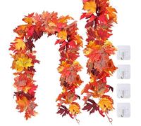 SOQKEEN Lot de 2 Guirlande Feuille Automne Artificiel, 174 cm Chacune Décoration Murale et de Table avec 4 Crochets Inclus - Idéal Thanksgiving, Halloween & Noël