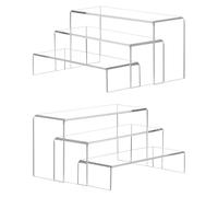 SOQKEEN Lot de 6 Présentoirs Acrylique Transparents - 2 Sets de 3 Étages Support Vitrine pour Parfum, Bijoux, Cupcakes, Figurines, Collections, Cosmétiques