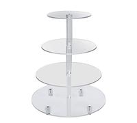 SOQKEEN Presentoir a Gateau, Support gateaux Rond en Acrylique à 4 Niveaux avec Base Présentoirs Alimentaires pour Mariage, Fête à Thème d'anniversaire Après-Midi Thé Décoration Fournitures