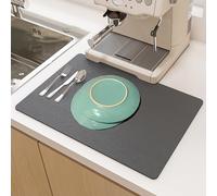 SOQKEEN Tapis Absorbant Vaisselle 30x50cm, Super Absorbant, Pliable, Tapis de Séchage Rapide pour Comptoir de Cuisine, Bar, Machine à Café