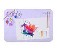 SOQKEEN Tapis de Peinture en Silicone 40x60cm Violet avec Palette Intégrée et Porte-Pinceaux, Grand Tapis de Bricolage Antiadhésif Pliable pour Art, Résine, Argile et Loisirs Créatifs