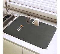 SOQKEEN Tapis Egouttoir Vaisselle, 40×30 cm Tapis de Drainage de cuisine Super Absorbant, Tapis égouttoir Vaisselle Absorbant, Tapis Machine a Cafe pour Vaisselle, Bar, Machine à Café, Gris foncé