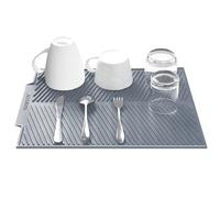 SOQKEEN Tapis Egouttoir Vaisselle en Silicone, 43 x 33 cm Tapis en Silicone Résistant aux Hautes Températures pour Cuisine, Gris Clair