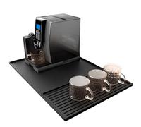 SOQKEEN Tapis Machine a Café, 60 x 40 cm Grand Tapis Cafetiere en Silicone avec Tapis Egouttoir Vaisselle Silicone détachable 40 x 19 cm, Accessoires de Bar à café, Noir