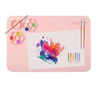 SOQKEEN Tapis Peinture Enfant Silicone, 60 × 40 cm Grand Tapis d'artisanat en Silicone Antiadhésif Pliable pour la Artisanat Découpage, Création Artistique, l'argile et les Projets de Bricolage (Rose)