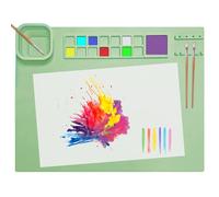 SOQKEEN Tapis Peinture Silicone, 51 × 41 cm Tapis de Peinture en Silicone Tapis Antiadhésif Pliable pour la Artisanat, Découpage, Création Artistique, l'argile et les Projets de Bricolage (Vert)