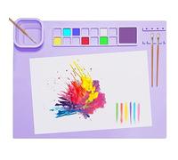 SOQKEEN Tapis Peinture Silicone, 51 × 41 cm Tapis de Peinture en Silicone Tapis Antiadhésif Pliable pour la Artisanat, Découpage, Création Artistique, l'argile et les Projets de Bricolage (Violet)