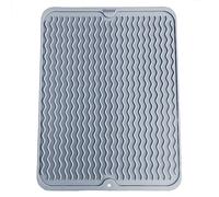 SOQKEEN Tapis Vaisselle en Silicone 30x40cm, Pliable et Résistant à la Chaleur, Tapis Évier Cuisine Antidérapant pour Comptoir de Cuisine (Gris Clair)