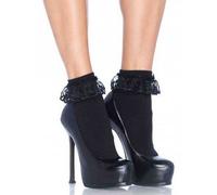 Leg Avenue Socquettes avec Bord Volant en Dentelle Noir Taille Unique