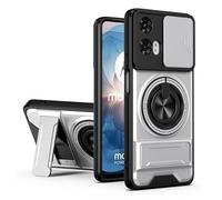 SORAKA Coque pour Motorola Moto G24/G04/G04s/E14 avec Support,Protection d'objectif avec fenêtre et Double Couche en PC et TPU Compatible avec Le Support magnétique pour Voiture