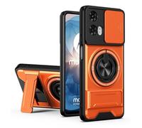 SORAKA Coque pour Motorola Moto G24/G04/G04s/E14 avec Support,Protection d'objectif avec fenêtre et Double Couche en PC et TPU Compatible avec Le Support magnétique pour Voiture