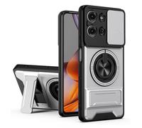 SORAKA Coque pour Motorola Moto G75 5G avec Support,Protection d'objectif avec fenêtre et Double Couche en PC et TPU Compatible avec Le Support magnétique pour Voiture