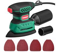 SORAKO Ponceuse Electrique, 220W 14000 OPM Ponceuse Triangulaire Avec Sac à Poussière Et 16 Feuilles De Papier De Verre,IdéAl Pour Poncer Les Surfaces En Bois Et En Acier Dans Les Espaces Restreints