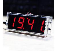 Sorand Kit d'horloge Bricolage à 4 Chiffres à Couverture Transparente de Chiffres de Couleur, Kit d'horloge numérique Domestique, Bureau électronique pour Cadeau d'amant(Red)