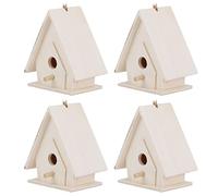 Sorandy 4 Pièces Mini Maison d'oiseau Suspendue en Bois, Nids de Cage à Oiseaux, Abri à Oiseaux en Bois avec Cordes Suspendues, Idéal pour la Décoration de Balcon de Cour de Jardin