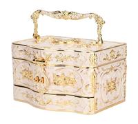 Sorandy Boîte à Bijoux Rectangulaire Vintage, Petite Boîte à Bijoux émaillée 3 Couches avec Intérieur en Velours et Miroir pour Décoration de Commode, Femmes, Filles, Maman (WHITE)