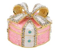 Sorandy Boîte de Bijoux à Nœuds, Boîte à Bijoux à Nœuds à Nœud, Alliage de Zinc du Porte-Bague, Organisateur de Bijoux Décoratif, pour Femmes Anniversaire d'anniversaire (Blanc Rose)