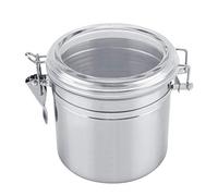 Sorandy Boîte de Conservation de Grains de Café en Acier Inoxydable Boîte de Conservation des Aliments en Métal avec Couvercle Transparent Pince de Verrouillage Robuste (M)