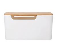 Sorandy Boîte de Gestion des Câbles Petite 9,3 X 4,8 X 4,6 Pouces | Bambou en Plastique, Couvercle en Bois Anti-poussière, Organisateur de Cordon, Rangement de Multiprise, Câbles de Routeur