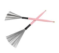 Sorandy Brosse à Tambour, Bâtons D'érable à Double Usage, pour la Pratique des Percussions Jazz, Compactes et Portables, 2 Pièces (PINK)