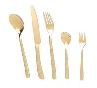 Sorandy Ensemble d'argenterie Martelée 20 Pièces, Kit de Couverts en Acier Inoxydable doré, Ensemble de Couverts en Métal avec Couteaux, Fourchettes et Cuillères, Service pour 4, Passe au