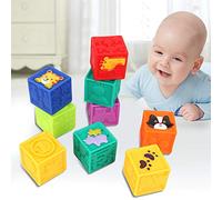 Sorandy Ensemble de Jeu de Blocs Souples pour Enfants avec Un Design Mignon, Blocs de Jouets éducatifs Non Toxiques pour Bébés et Tout-Petits, Exercice de flexibilité des Doigts, 9