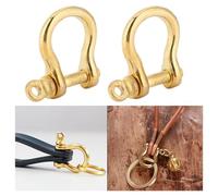 Sorandy Lot de 2 Connecteurs à Vis pour Manille en Laiton en Forme de D pour élingues en Nylon/connexion à Vis, Manille en U Haute dureté pour Porte-clés - Couleur Dorée