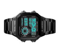 Sorandy Montre de Sport pour Hommes en Acier Inoxydable, Montre Chronographe à Rétroéclairage Numérique, de Suivi de la Condition Physique, Idéale pour Les Activités de Plein Air (Silver)