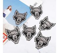 Sorandy Patch de Loup à Repasser sur Appliques, Patchs Décoratifs Mignons et Vifs pour Accessoires Vestimentaires, Lot de 6 (tête de loup gris)