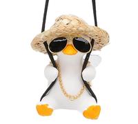 Sorandy Pendentif de Voiture en Forme de Canard Balançoire Mignon, Matériau de qualité Supérieure, Fonction D'aromathérapie (Lunettes de Soleil chaîne en Or)