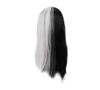 Sorandy Perruque Synthétique Longue et Lisse pour Femmes, Aspect Naturel, Noir et Blanc, pour Cosplay, Fêtes D'halloween