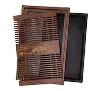 Sorandy Plateau à thé Chinois Gongfu, Planche de Service à thé en Bois Massif, Accessoire de Stockage d'eau avec Motif Orchidée, Idéal pour Service à Kungfu, 11,0x16,9 Pouces (Orchidée noire claire)