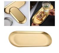 Sorandy Plateau Ovale en Acier Inoxydable, Plateau de Rangement Décoratif doré au Design Nordique avec Fond Plat Antidérapant, pour Cuisine, vanité, Salle de Bain, Hôtel, Maison (Grand)