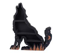 Sorandy Présentoir en Bois et Cristal Wolf, étagère Décorative Multicouche Classique, Présentoir à Gravure Mécanique avec Détails Fins, Idéal pour la Maison, la Chambre et Le Salon (Loup à Droite)